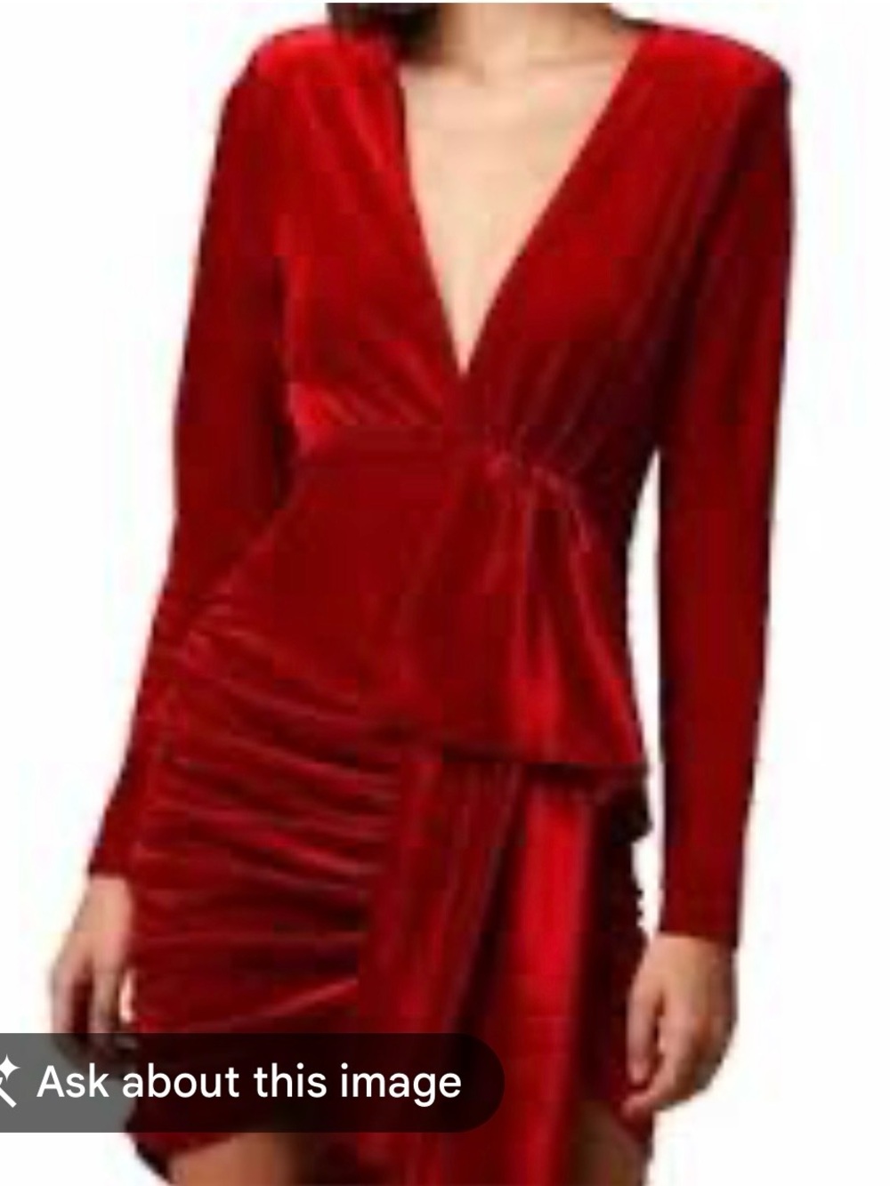 Choosy Red Velvet Ruched Wrap Midi Dress - Women's